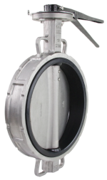 Затвор дисковый поворотный WBV3232N-2W-Fb-H Ду300 Ру16 межфланцевый, корпус - нержавеющая сталь 316L, диск - нержавеющая сталь 316L, уплотнение - NBR, с рукояткой, квадрат 22х22, F10