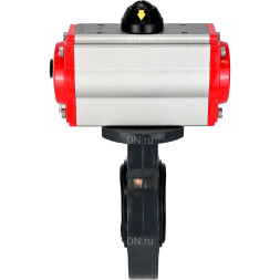 Затвор дисковый поворотный WBV4242E-2W-Fb-ISO Дн100 Ру10 межфланцевый, корпус - НПВХ, диск - НПВХ, уплотнение - EPDM, с пневмоприводом PA-DA-065 и пневмораспределителем 4M310-08 DC24V