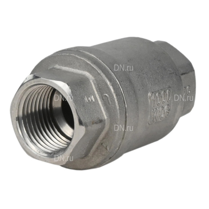 Клапан обратный VCS3232P-T 1″ Ду25 Ру16 резьбовой, пружинный, корпус - нержавеющая сталь 316, диск - нержавеющая сталь 316, уплотнение - металл