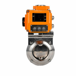 Затвор дисковый поворотный WBV3131E-2W-W-H Ду20 Ру10 под приварку, корпус - пищевая нержавеющая сталь 304, уплотнение - EPDM, с электроприводом QT-N-005EM-B1-220VAC-У1 c датчиком обратной связи и входным управляющим сигналом 0-10В HARK