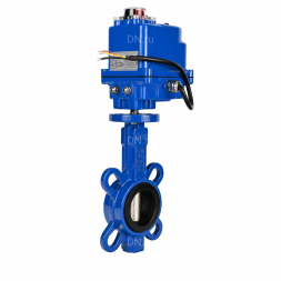 Затвор дисковый поворотный WBV1413E-2W-Fb-H Ду40 Ру16, корпус - чугун GGG50, диск - чугун GGG40, уплотнение - EPDM, с электроприводом QT-N-003EM-O1-12VDC-У1 blue 12В