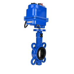 Затвор дисковый поворотный WBV1413E-2W-Fb-H Ду40 Ру16, корпус - чугун GGG50, диск - чугун GGG40, уплотнение - EPDM, с электроприводом QT-N-003EM-O1-12VDC-У1 blue 12В