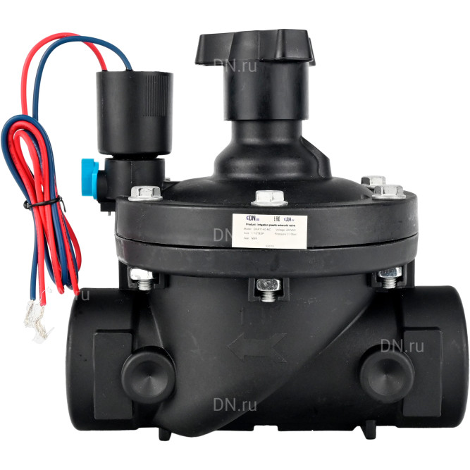Клапан электромагнитный VS1141-NT-NC-24VDC 1″ Ду25 Ру10 соленоидный двухходовой пилотного действия, корпус - пластик PA66, уплотнение - NBR, внутренняя резьба, нормально закрытый (НЗ), катушка 24В DC
