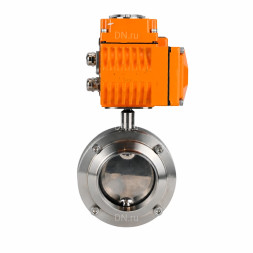 Затвор дисковый поворотный WBV3131E-2W-W-H Ду25 Ру10 под приварку, корпус - пищевая нержавеющая сталь 304, уплотнение - EPDM, с электроприводом QT-N-005EM-B1-220VAC-У1 c датчиком обратной связи и входным управляющим сигналом 0-10В HARK