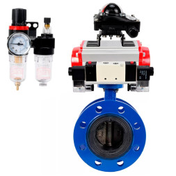 Затвор дисковый поворотный WBV1331E-2W-F-H Ду125 Ру16, корпус - чугун GGG40, диск - нержавеющая сталь 304, уплотнение - EPDM, с пневмоприводом PA-SA-160, пневмораспределителем 4M320-08 AC220V, БКВ APL-210N и БПВ AFC2000