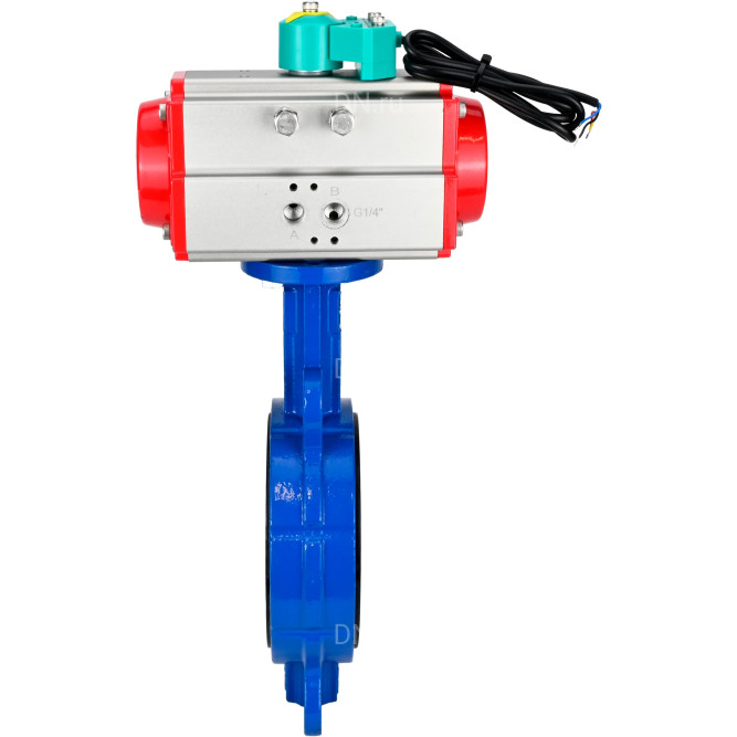 Затвор дисковый поворотный для абразивных сред WBV1632E-2W-Fb-H Ду150 Ру16 корпус - чугун QT450, диск - нержавеющая сталь 316L, уплотнение - EPDM, с пневмоприводом PA-DA-105 и магнитным переключателем ALS200D