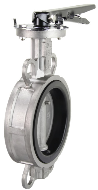 Затвор дисковый поворотный WBV3232V-2W-Fb-H Ду125 Ру16 межфланцевый, корпус - нержавеющая сталь 316L, диск - нержавеющая сталь 316L, уплотнение - VITON, с рукояткой, квадрат 14х14, F07