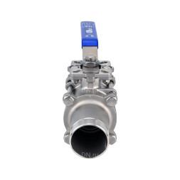 Кран шаровой BV3232P(3pc)-FP-W-ISO-H LONG Ду40 Ру40 полнопроходной, трехсоставной, корпус - нержавеющая сталь 316, уплотнение - PTFE, под приварку, с рукояткой
