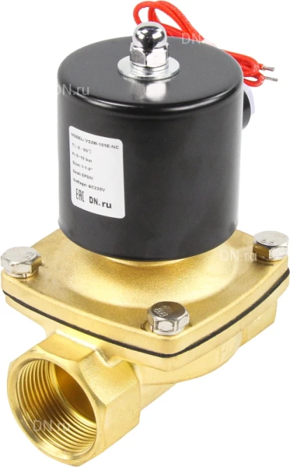 Клапан электромагнитный VS100-NT-NC-24VAC 1 1/4″ Ду32 Ру10 прямого действия двухходовой, корпус - латунь, присоединение - внутренняя резьба, уплотнение - NBR, нормально-закрытый, катушка - 24 В AC