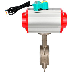 Затвор дисковый поворотный WBV3131P-2W-Fb-H Ду125 Ру16 корпус - нержавеющая сталь 304, диск - нержавеющая сталь 304, уплотнение - PTFE, с пневмоприводом PA-DA-105, пневмораспределителем 4M310-08 AC220V и магнитным переключателем ALS200D