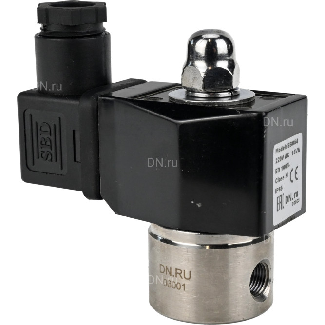 Клапан электромагнитный VS331-NT-NC-24VAC 1/4″ Ду8 Ру10 прямого действия двухходовой, корпус - сталь нержавеющая 304, присоединение - внутренняя резьба, уплотнение - NBR, нормально-закрытый, катушка - 24 В AC
