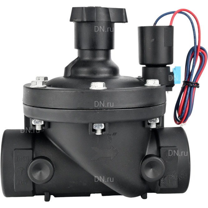 Клапан электромагнитный VS1141-NT-NC-24VDC 2″ Ду50 Ру10 соленоидный двухходовой пилотного действия, корпус - пластик PA66, уплотнение - NBR, внутренняя резьба, нормально закрытый (НЗ), катушка 24В DC