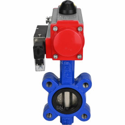 Затвор дисковый поворотный WBV1616E-2W-Fb-H Ду65 Ру16 LUG корпус - чугун QT450, диск - чугун QT450, уплотнение - EPDM, с пневмоприводом PA-SA-105 и пневмораспределителем 4M310-08 AC220V