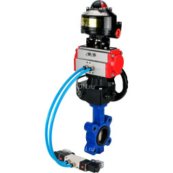 Затвор дисковый поворотный WBV1616N-2W-Fb-H Ду65 Ру16 LUG, корпус - чугун QT450, диск - чугун QT450, уплотнение - NBR, с пневмоприводом PA-DA-065, пневмораспределителем 4M320-10 AC220V, ручным дублером MON1-250-T26-ISO и БКВ APL-510N EX