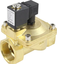 Клапан электромагнитный VS400-NT-NC-24VDC 2″ Ду50 Ру16, соленоидный двухходовой, корпус - латунь, уплотнение - NBR, резьбовой, нормально-закрытый, пилотный, катушка - 24В