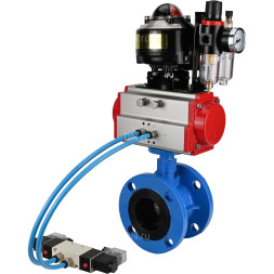 Затвор дисковый поворотный WBV1313E-2W-F-H Ду200 Ру16 фланцевый, корпус - чугун GGG40, диск - чугун GGG40, EPDM, с пневмоприводом PA-DA-140, пневмораспределителем 4V320-10 AC220V, БКВ APL-510N EX и БПВ AFC2000