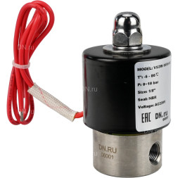 Клапан электромагнитный VS131-VT-NC-24VDC 1/4″ Ду8 Ру10, соленоидный двухходовой, корпус - нержавеющая сталь 304, уплотнение - Viton, резьбовой, нормально-закрытый, прямого действия, катушка - 24В