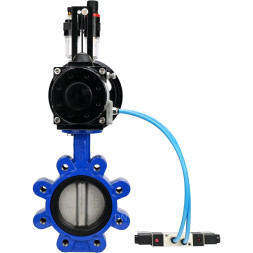 Затвор дисковый поворотный WBV1631E-2W-Fb-H Ду150 Ру16 LUG корпус - чугун QT450, диск - нержавеющая сталь 304, уплотнение - EPDM, с пневмоприводом PA-DA-105-1, пневмораспределителем 4V320-08 AC220V и БПВ AFC2000