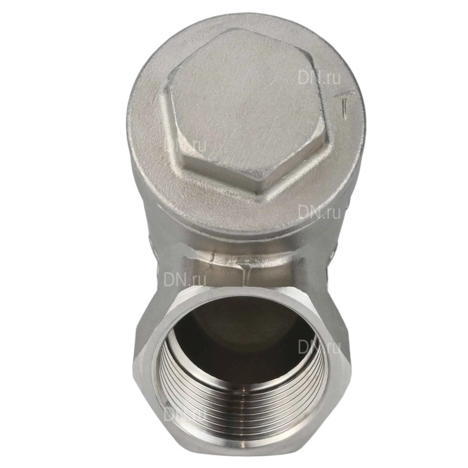 Клапан обратный VCSY3232P-T 3/4″ Ду20 Ру40 Y-образный, резьбовой, пружинный, корпус - нержавеющая сталь 316, диск - нержавеющая сталь 316, уплотнение - PTFE