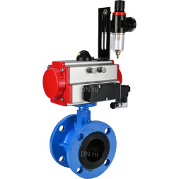 Затвор дисковый поворотный WBV1313E-2W-F-H Ду125 Ру16 фланцевый, корпус - чугун GGG40, диск - чугун GGG40, уплотнение - EPDM, с пневмоприводом PA-DA-130, пневмораспределителем 4M310-08 AC220V и БПВ AFC2000