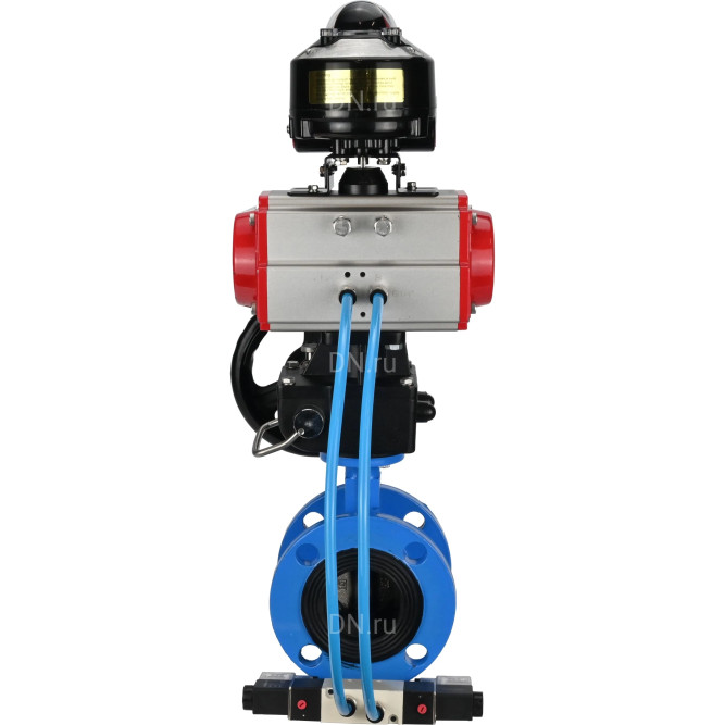 Затвор дисковый поворотный WBV1313E-2W-F-H Ду150 Ру16 фланцевый, корпус - чугун GGG40, диск - чугун GGG40, EPDM, с пневмоприводом PA-DA-130, пневмораспределителем 4V320-08 AC220V, БКВ APL-510N EX и ручным дублером MON1-250-T26-ISO