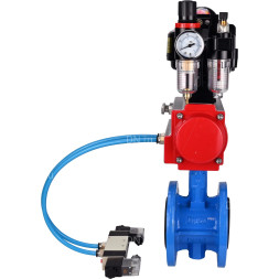 Затвор дисковый поворотный WBV1313E-2W-F-H Ду65 Ру16 фланцевый, корпус - чугун GGG40, диск - чугун GGG40, EPDM, с пневмоприводом PA-DA-105, пневмораспределителем 4V320-10 AC220V, БКВ APL-510N EX и БПВ AFC2000