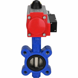 Затвор дисковый поворотный WBV1616E-2W-Fb-H Ду125 Ру16 LUG корпус - чугун QT450, диск - чугун QT450, уплотнение - EPDM, с пневмоприводом PA-SA-140 и пневмораспределителем 4M310-08 AC220V