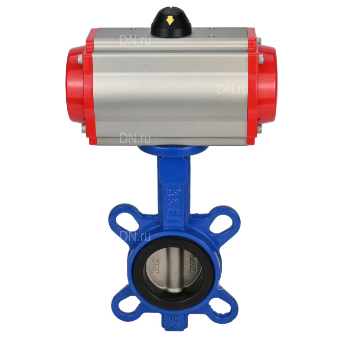 Затвор дисковый поворотный WBV1132N-2W-Fb-H Ду125 Ру16, корпус - чугун GG25, диск - нержавеющая сталь 316L, уплотнение - NBR, с пневмоприводом PA-SA-140 с возвратными пружинами, пневмораспределителем 4M310-08 DC24V