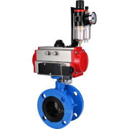 Затвор дисковый поворотный WBV1313E-2W-F-H Ду150 Ру16 фланцевый, корпус - чугун GGG40, диск - чугун GGG40, уплотнение - EPDM, с пневмоприводом PA-DA-130, пневмораспределителем 4M310-08 AC220V и БПВ AFC2000