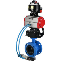 Затвор дисковый поворотный WBV1313E-2W-F-H Ду200 Ру16 фланцевый, корпус - чугун GGG40, диск - чугун GGG40, EPDM, с пневмоприводом PA-DA-140, пневмораспределителем 4V320-08 AC220V, БКВ APL-510N EX и ручным дублером MON2-450-T28-ISO