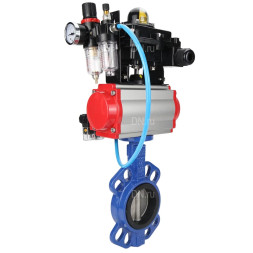 Затвор дисковый поворотный WBV1413E-2W-Fb-H Ду150 Ру16, корпус - чугун GGG50, диск - чугун GGG40, уплотнение - EPDM, с пневмоприводом PA-DA-105 двойного действия, пневмораспределителем 4M310-08 AC220V, БКВ APL-410N EX, БПВ AFC2000