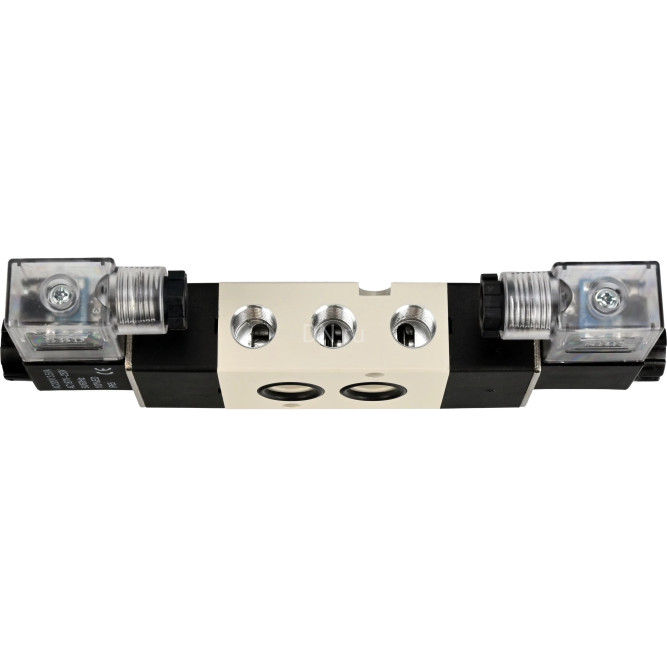 Пневмораспределитель 4M320-10 AC220V 3/8″ бистабильный, пятиканальный, с двусторонним ЭМУ для четвертьоборотных пневмоприводов (на корпус)