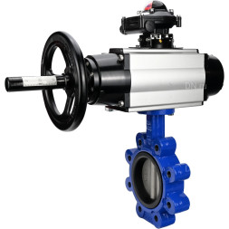 Затвор дисковый поворотный WBV1631E-2W-Fb-H Ду150 Ру16 LUG корпус - чугун QT450, диск - нержавеющая сталь 304, уплотнение - EPDM, с пневмоприводом PA-DA-105-1, пневмораспределителем 4M310-08 DC24V и БКВ APL-210N