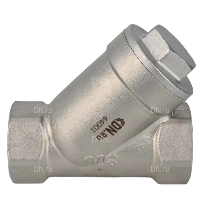 Клапан обратный VCSY3232P-T 1″ 1/4 Ду32 Ру40 Y-образный, резьбовой, пружинный, корпус - нержавеющая сталь 316, диск - нержавеющая сталь 316, уплотнение - PTFE