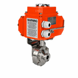 Затвор дисковый поворотный WBV3131S-2W-C-H Ду25 Ру10 кламповый, корпус - пищевая нержавеющая сталь 304, уплотнение - Silicon, с электроприводом QT-N-003EM-O1-24VDC-У1 HARK