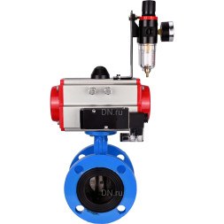 Затвор дисковый поворотный WBV1313E-2W-F-H Ду200 Ру16 фланцевый, корпус - чугун GGG40, диск - чугун GGG40, уплотнение - EPDM, с пневмоприводом PA-DA-140, пневмораспределителем 4M310-08 AC220V и БПВ AFC2000