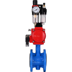 Затвор дисковый поворотный WBV1313E-2W-F-H Ду200 Ру16 фланцевый, корпус - чугун GGG40, диск - чугун GGG40, уплотнение - EPDM, с пневмоприводом PA-DA-140, пневмораспределителем 4M310-08 AC220V и БПВ AFC2000