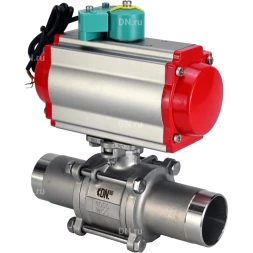Кран шаровой BV3131P(3pc)-FP-W-ISO-H LONG Ду10 Ру63 полнопроходной, корпус - нержавеющая сталь 304, уплотнение - PTFE, под приварку, с пневмоприводом PA-DA-052, пневмораспределителем 4M310-08 AC220V и магнитным переключателем ALS200D