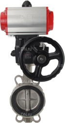Затвор дисковый поворотный WBV3232V-2W-Fb-H Ду125 Ру16, корпус - нержавеющая сталь 316L, диск - нержавеющая сталь 316L, уплотнение - Viton, с пневмоприводом PA-DA-083, пневмораспределителем 4M310-08 AC220V, ручным дублером MON2-450-T28-ISO