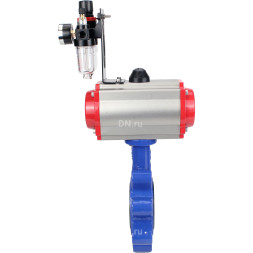 Затвор дисковый поворотный WBV1616N-2W-Fb-H Ду125 Ру16 LUG корпус - чугун QT450, диск - чугун QT450, уплотнение - NBR, с пневмоприводом PA-SA-140, пневмораспределителем 4M310-08 DC24V и БПВ AFC2000