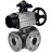 Кран шаровой BV3232P(4pc)-FP-3WL-F Ду100 Ру16 полнопроходной трехходовой, фланцевый, корпус - нержавеющая сталь SS316, с пневмоприводом PA-DA-105-1 двойного действия и БКВ APL-210N