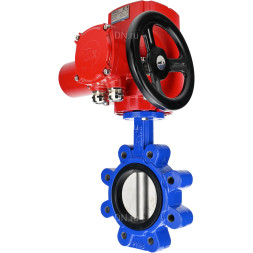 Затвор дисковый поворотный WBV1616N-2W-Fb-H Ду65 Ру16 LUG межфланцевый, корпус - чугун QT450, диск - чугун QT450, уплотнение - NBR, с электроприводом QT-EX-005M-O2-380VAC-У1 с моментной муфтой и штурвалом