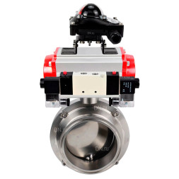 Затвор дисковый поворотный кламповый WBV3131S-2W-C-H Ду15 Ру10 корпус - пищевая нержавеющая сталь 304, уплотнение – Silicon, с пневмоприводом PA-DA-065, пневмораспределителем 4V320-08 AC220V и БКВ APL-210N