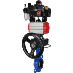 Затвор дисковый поворотный WBV1132N-2W-Fb-H Ду150 Ру16, корпус - чугун GG25, диск - нержавеющая сталь 316L, NBR, с пневмоприводом PA-DA-105, пневмораспределителем 4M310-08 DC24V, БКВ APL-410N EX, ручным дублером MON3-700-T38-ISO, БПВ AFC2000