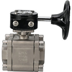 Кран шаровой BV3232P(3pc)-FP-SW-ISO-H Ду50 Ру63 полнопроходной, корпус - нержавеющая сталь SS316, под приварку, с редуктором RDN RQN3-150Z-T24