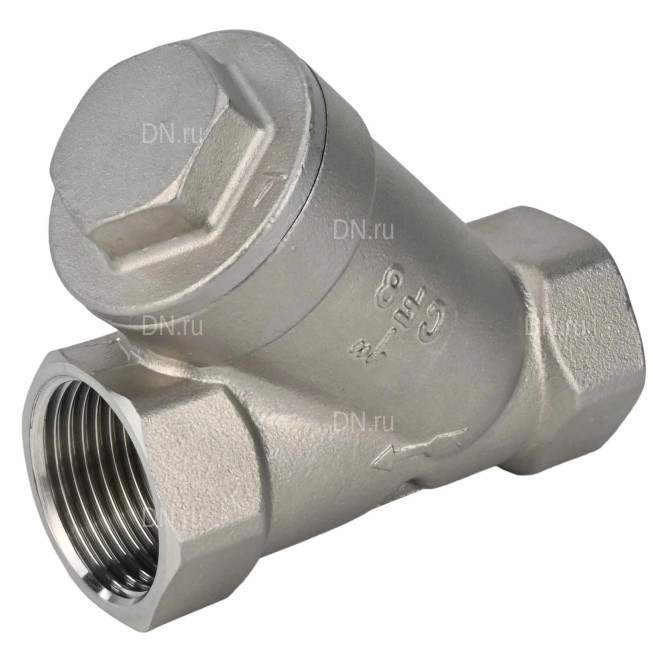 Клапан обратный VCSY3232P-T 2″ Ду50 Ру40 Y-образный, резьбовой, пружинный, корпус - нержавеющая сталь 316, диск - нержавеющая сталь 316, уплотнение - PTFE