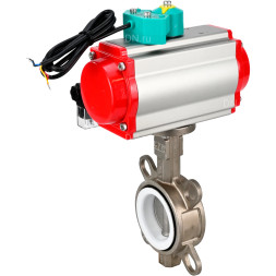 Затвор дисковый поворотный WBV3131P-2W-Fb-H Ду150 Ру16 корпус - нержавеющая сталь 304, диск - нержавеющая сталь 304, уплотнение - PTFE, с пневмоприводом PA-DA-105, пневмораспределителем 4M310-08 DC24V и магнитным переключателем ALS200D