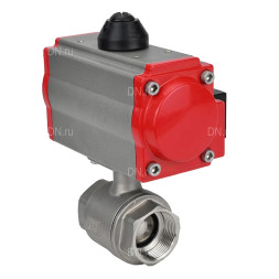 Кран шаровой BV3232P(2pc)-FP-T-ISO-H Ду25 Ру63 полнопроходной двухходовой, нержавеющая сталь 316, внутренняя резьба, уплотнение - PTFE, с пневмоприводом PA-SA-065 с возвратными пружинами и пн/распр 4M310-08 220В