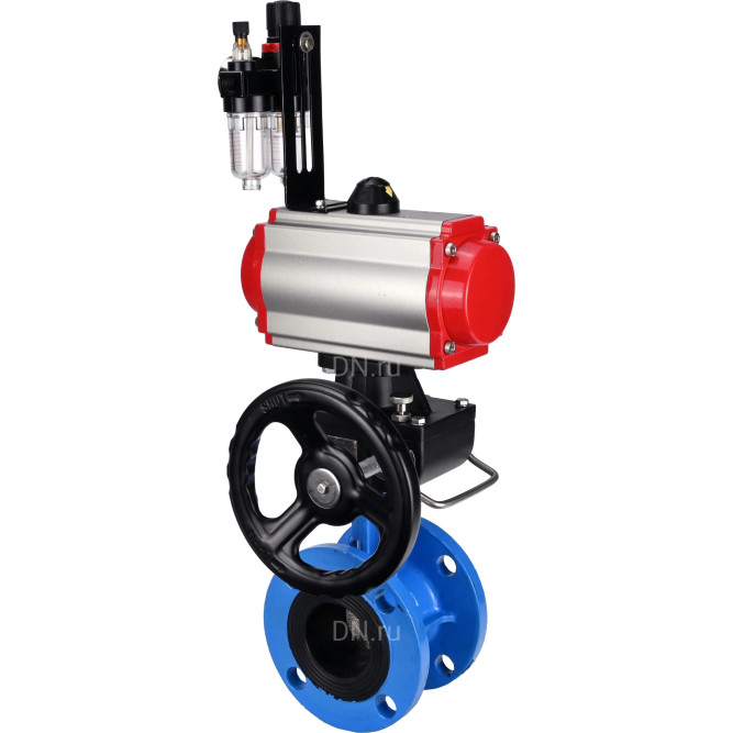 Затвор дисковый поворотный WBV1313E-2W-F-H Ду200 Ру16 фланцевый, корпус - чугун GGG40, диск - чугун GGG40, EPDM, с пневмоприводом PA-DA-140, пневмораспределителем 4M310-08 DC24V, ручным дублером MON2-450-T28-ISO и БПВ AFC2000