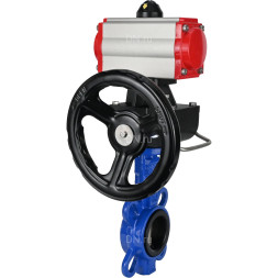 Затвор дисковый поворотный WBV1132N-2W-Fb-H Ду125 Ру16, корпус - чугун GG25, диск - нержавеющая сталь 316L, уплотнение - NBR, с пневмоприводом PA-DA-105, пневмораспределителем 4M310-08 AC220V, ручным дублером MON3-700-T38-ISO
